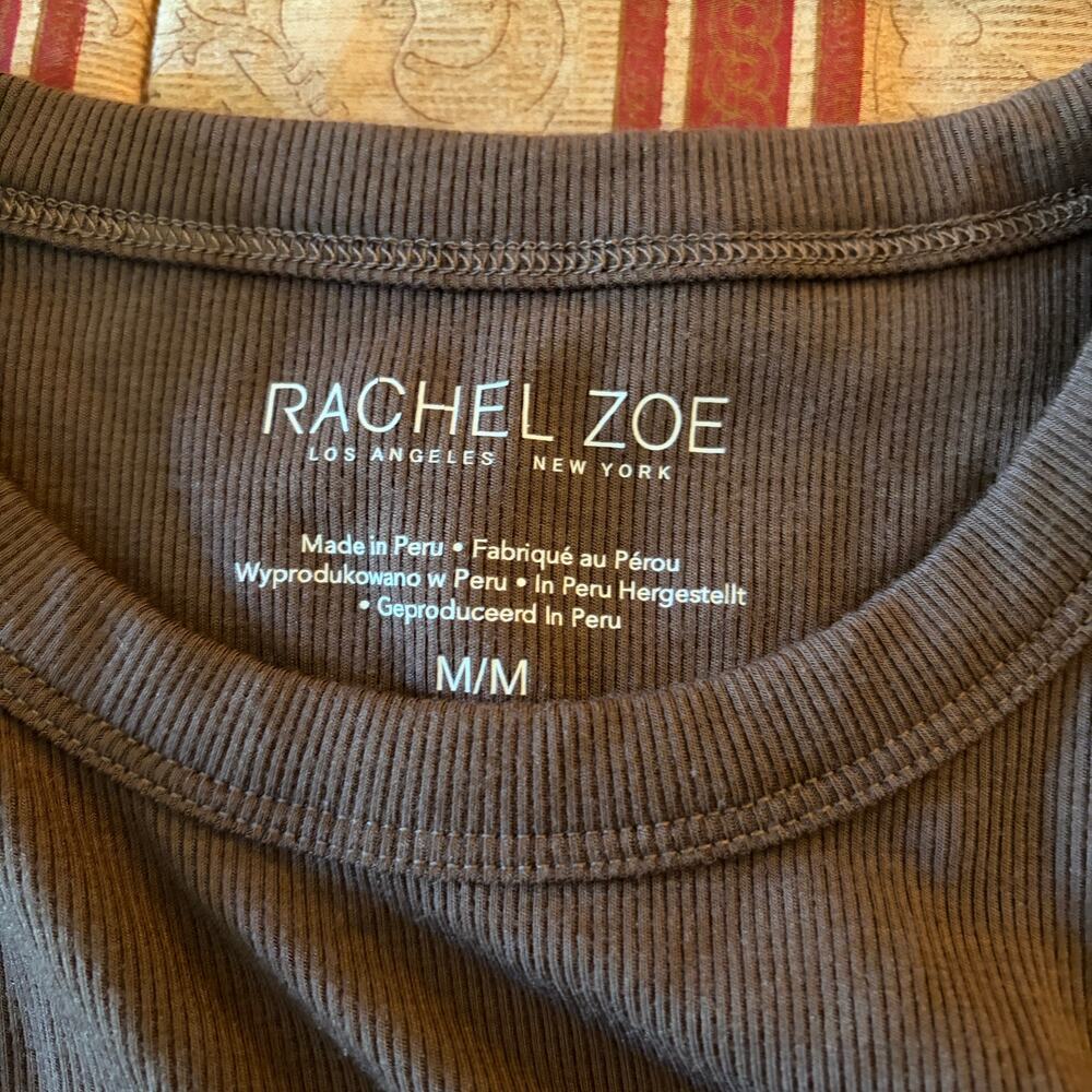 Rachel Zoe Ribbed Fitted Tank Top Mocha Brown Size Medium - Picture 4 of 7